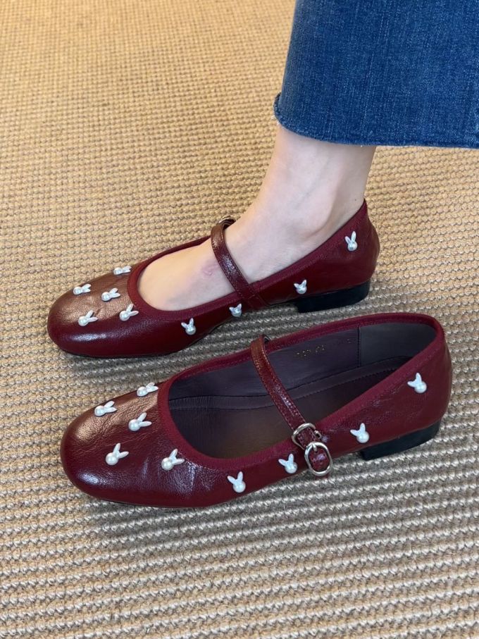 圆头 袢扣 中口鞋 皮革 