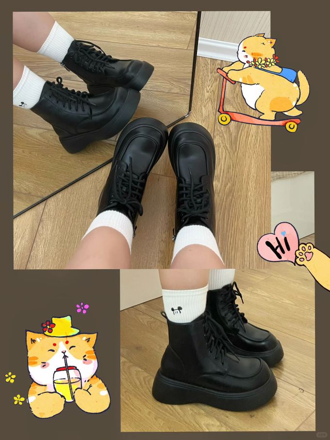 高帮 系带 皮革 