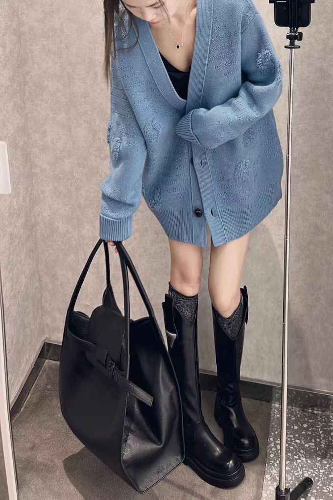 毛纺 V领 中长袖 基础袖 细针 无限蓝 宝冠蓝 恒灰蓝 韩系休闲 休闲 