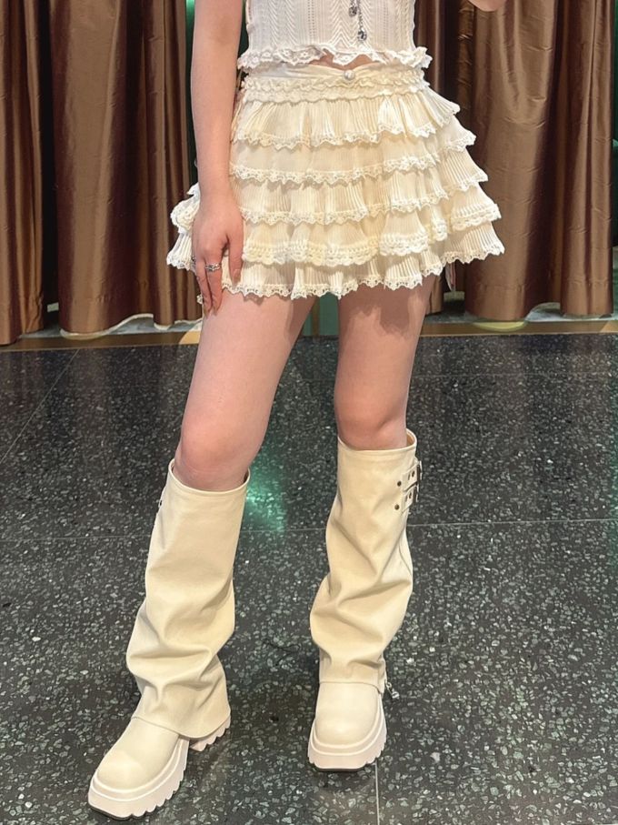 棉麻 A型 层叠 荷叶边 边缘装饰 香草色 羊毛色 奶杏黄 蕾丝花边 