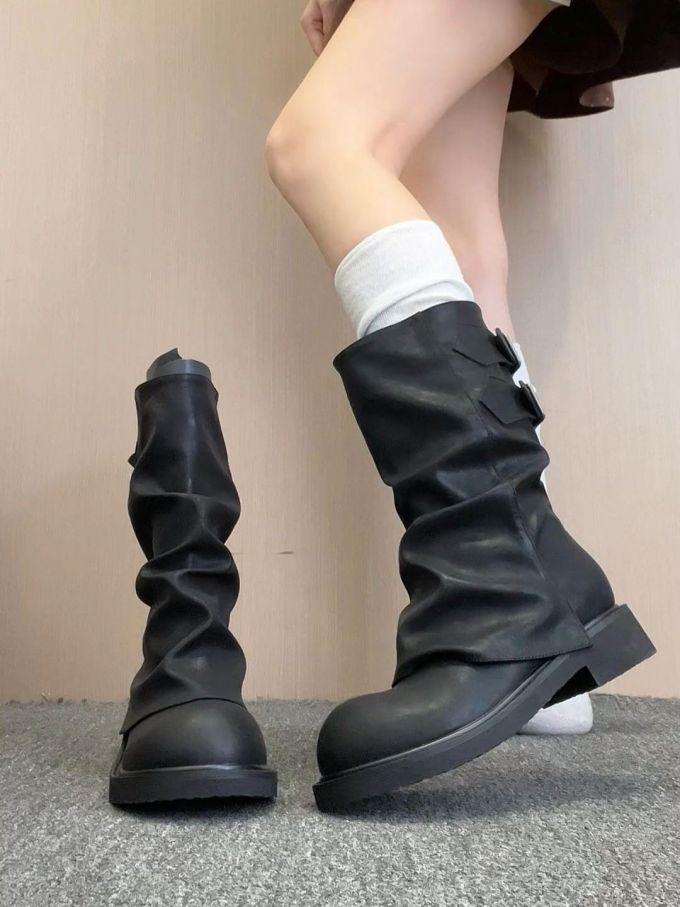 高跟 粗跟 皮革 