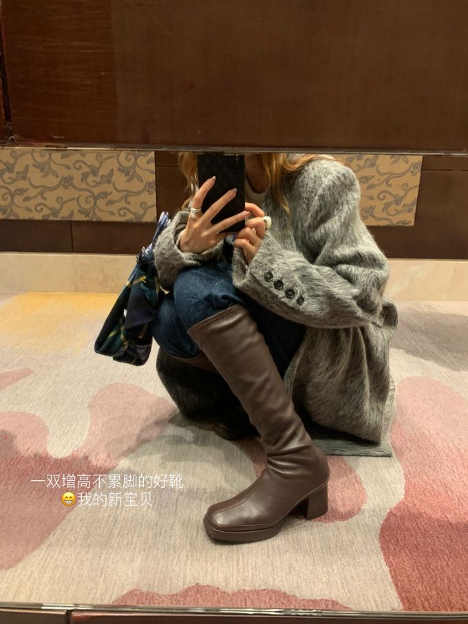 毛纺 颈线领 超长袖 基础袖 细针 酱黑色 暗土褐色