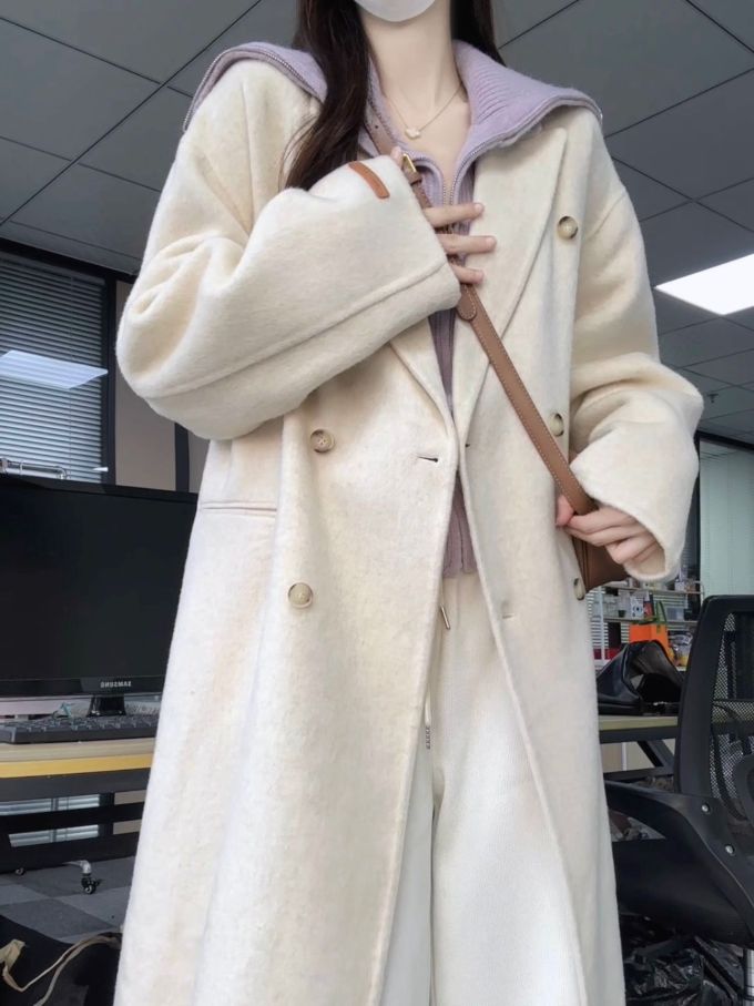 呢绒 H型 翻驳领 中长袖 基础袖 气泡白 月光灰色 浅羊皮纸色 基础扣饰