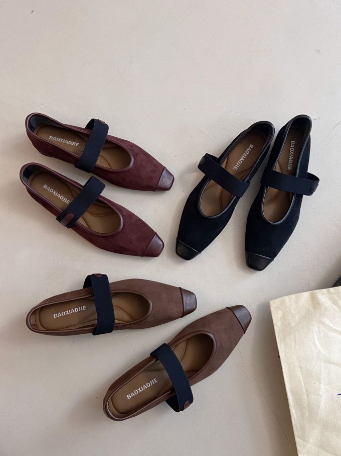 方头 浅口鞋 皮革 