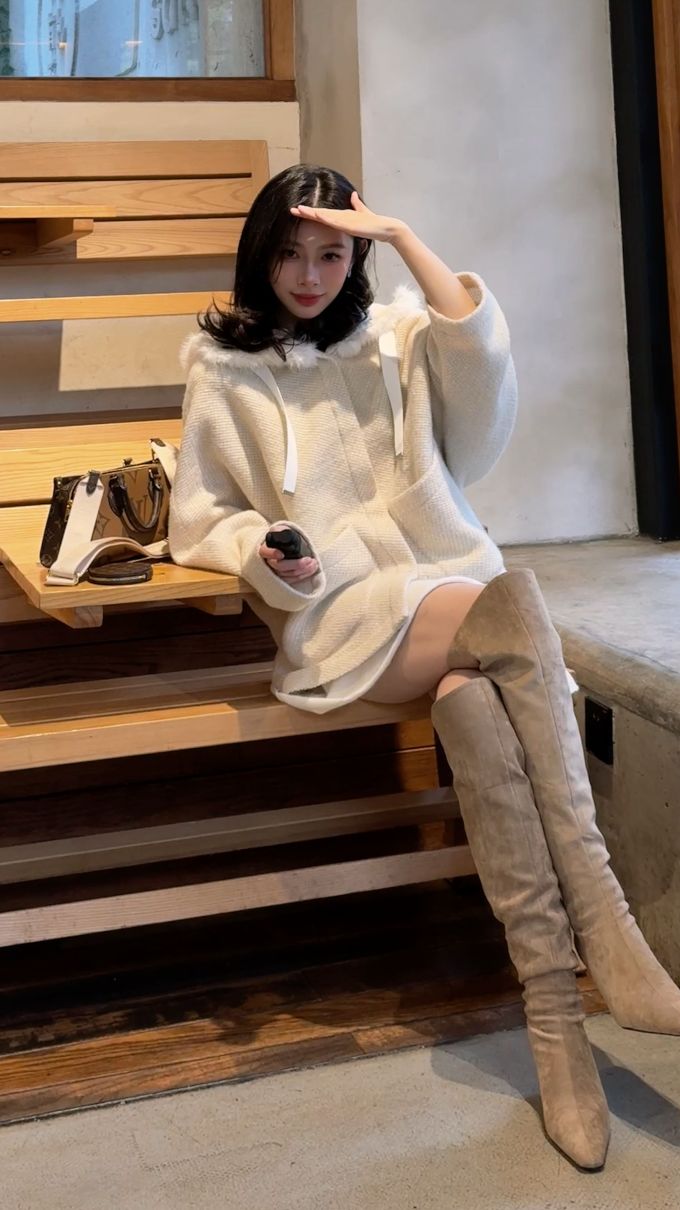 毛纺 连帽领 基础袖 细针 苹果花色 沙灰色 自然色 灰棕色 淑女