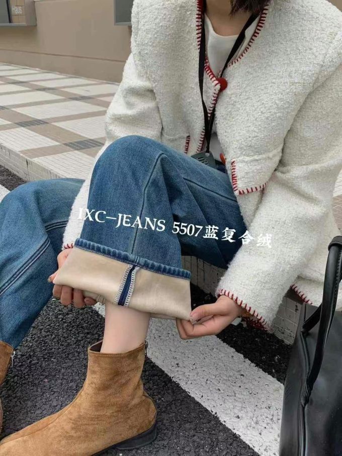 粗花呢 H型 圆形领 超长袖 基础袖 边缘装饰 月光灰色 水手蓝色 韩系休闲 休闲