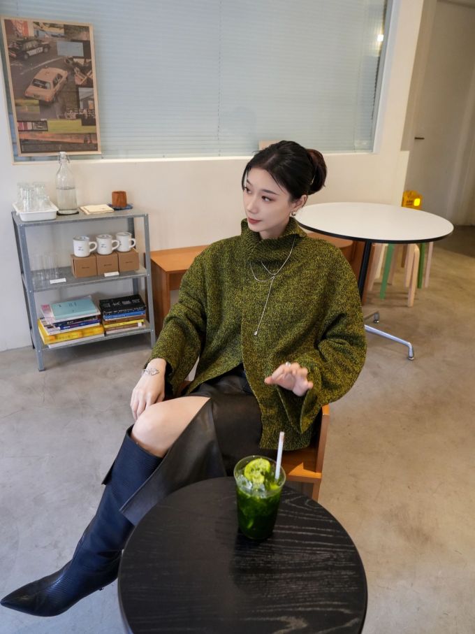 呢绒 立领 中长袖 基础袖 暗冷杉绿 松香色 基础拉链 韩系休闲 休闲