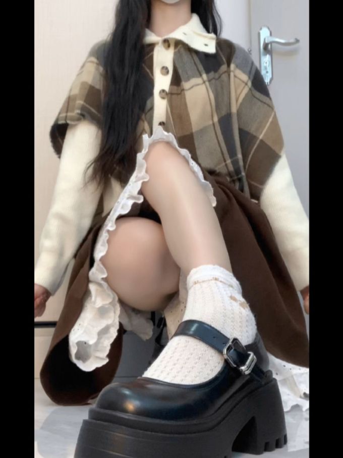 呢绒 翻领 超长袖 基础袖 满印&循环 格纹/菱格 巧克力棕色 暗土褐色 灰棕色 基础扣饰
