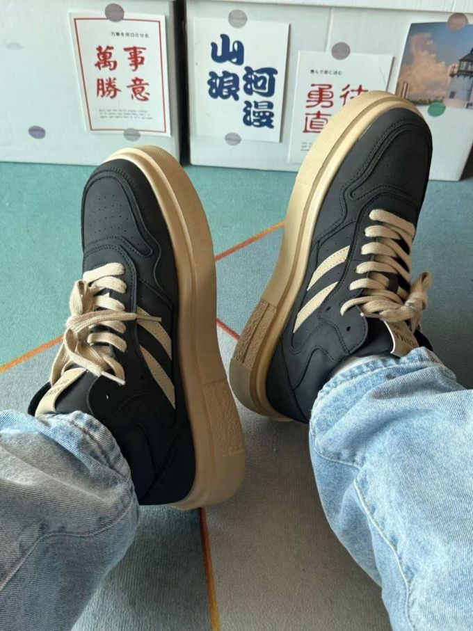 中帮 系带 皮革 