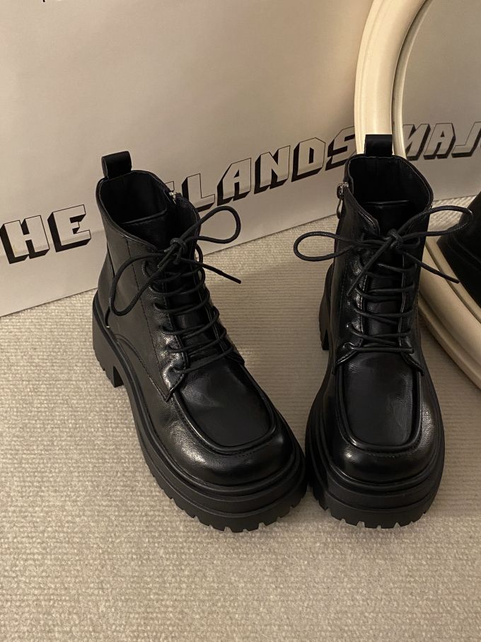 圆头 系带 皮革 