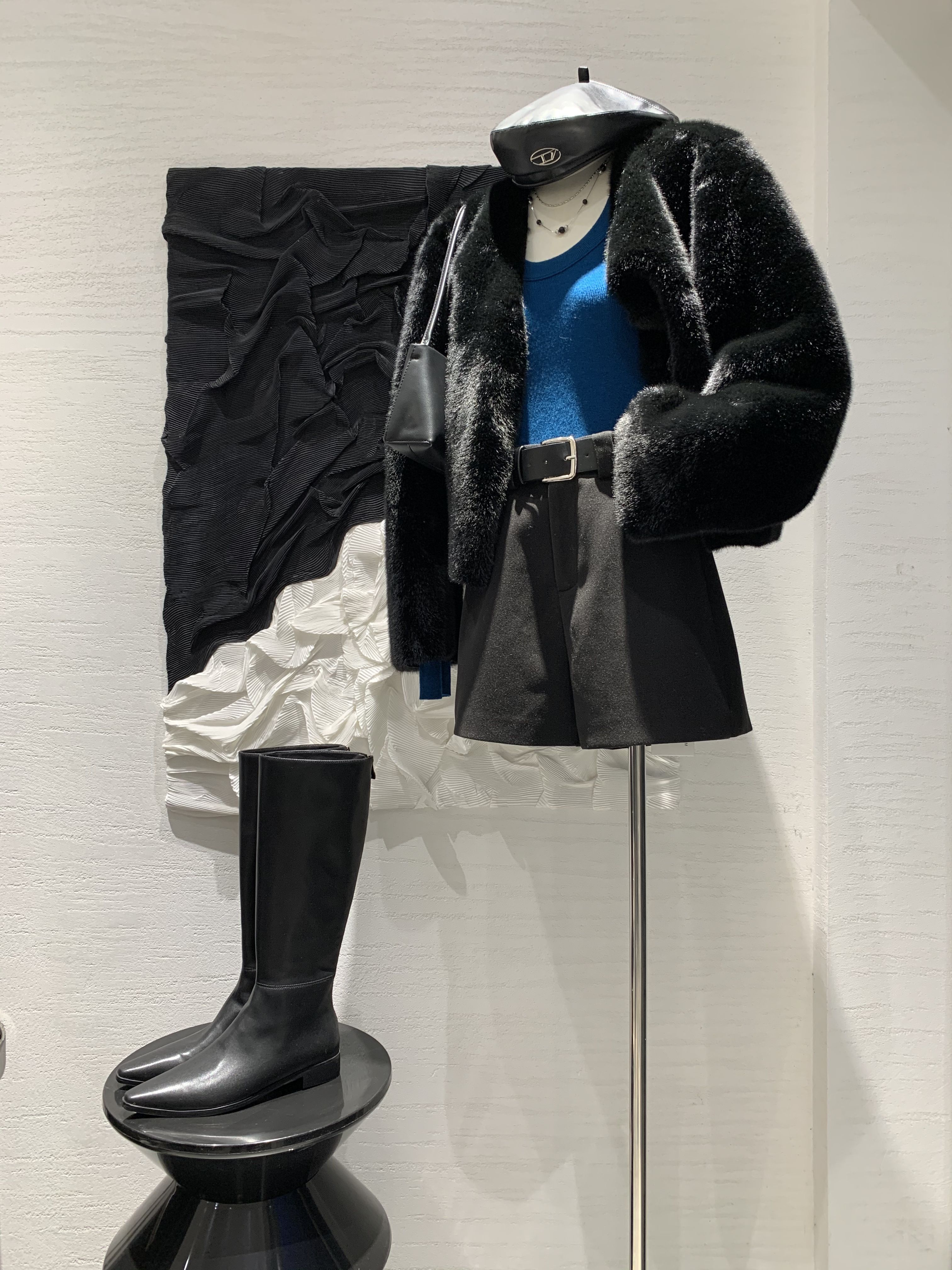 皮草面料 H型 裘毛袖 酱黑色  - VALI鞋履AI设计主图