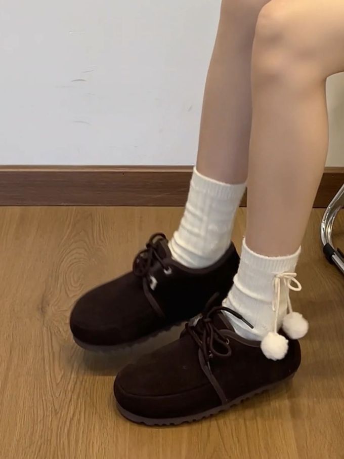 圆头 低帮 系带 皮革 