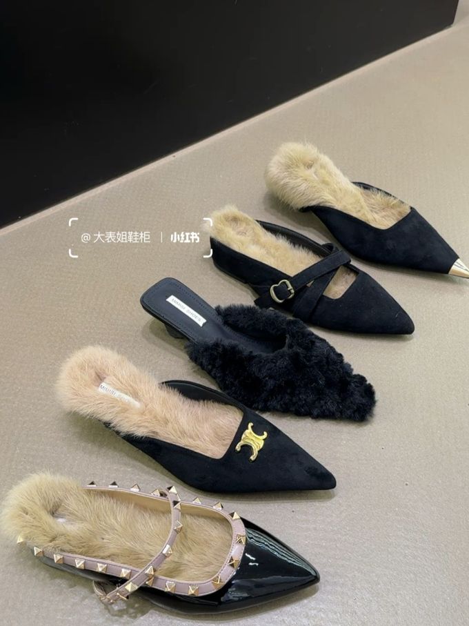 尖头 浅口鞋 皮革 