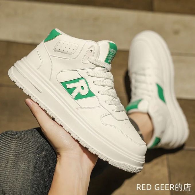 中帮 松紧带 皮革 