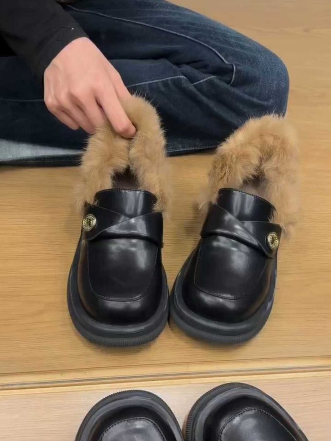 圆头 低帮 深口鞋 皮革