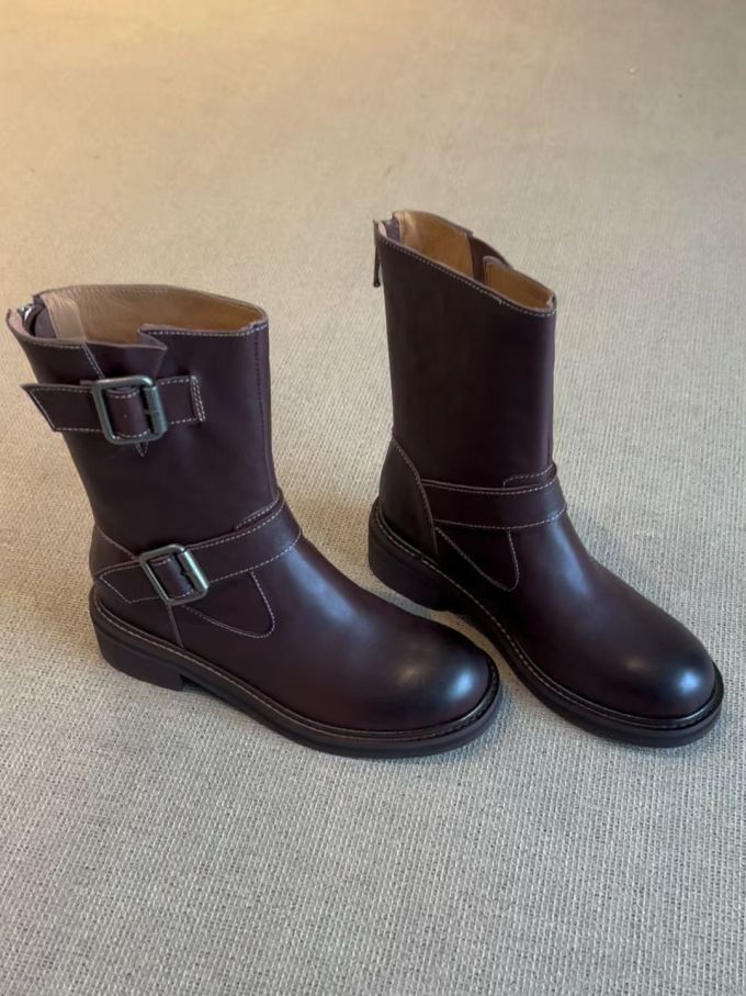 圆头 袢扣 皮革 