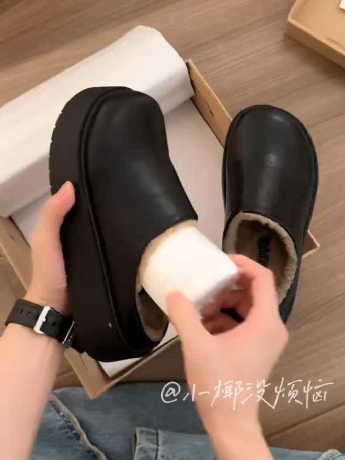 圆头 低帮 深口鞋 皮革 