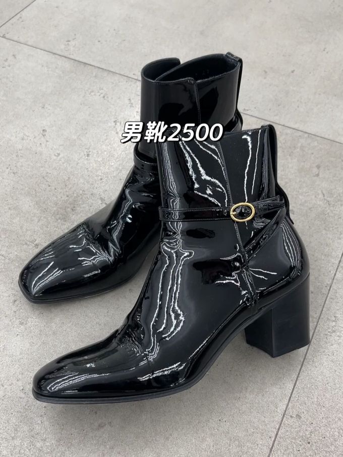 中跟 粗跟 拉链 皮革 