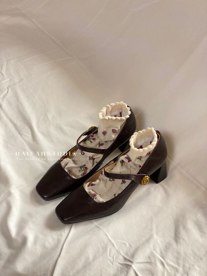 方头 袢扣 中口鞋 皮革 