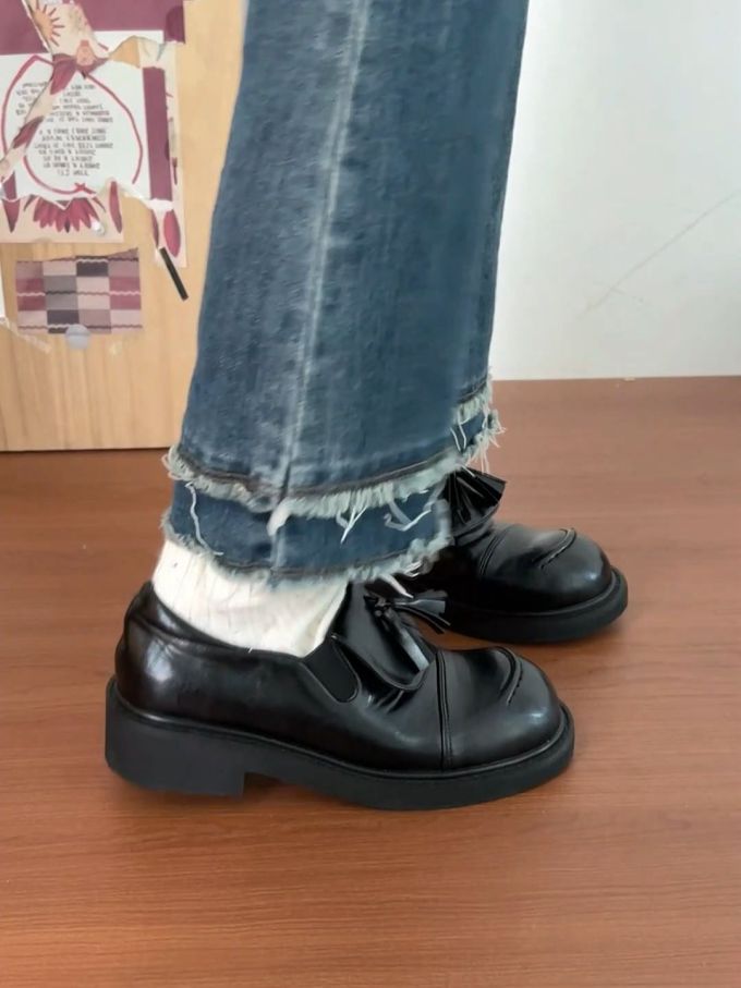 圆头 低帮 深口鞋 皮革 