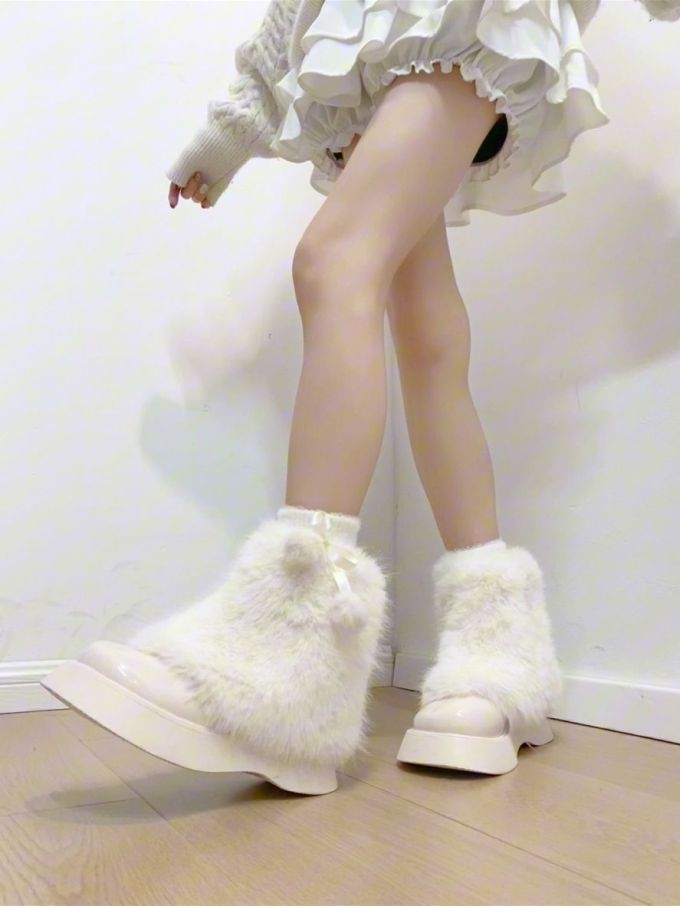 圆头 高帮 一脚蹬 绒毛/绒面 