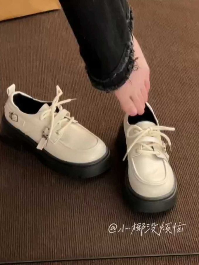 圆头 系带 皮革 
