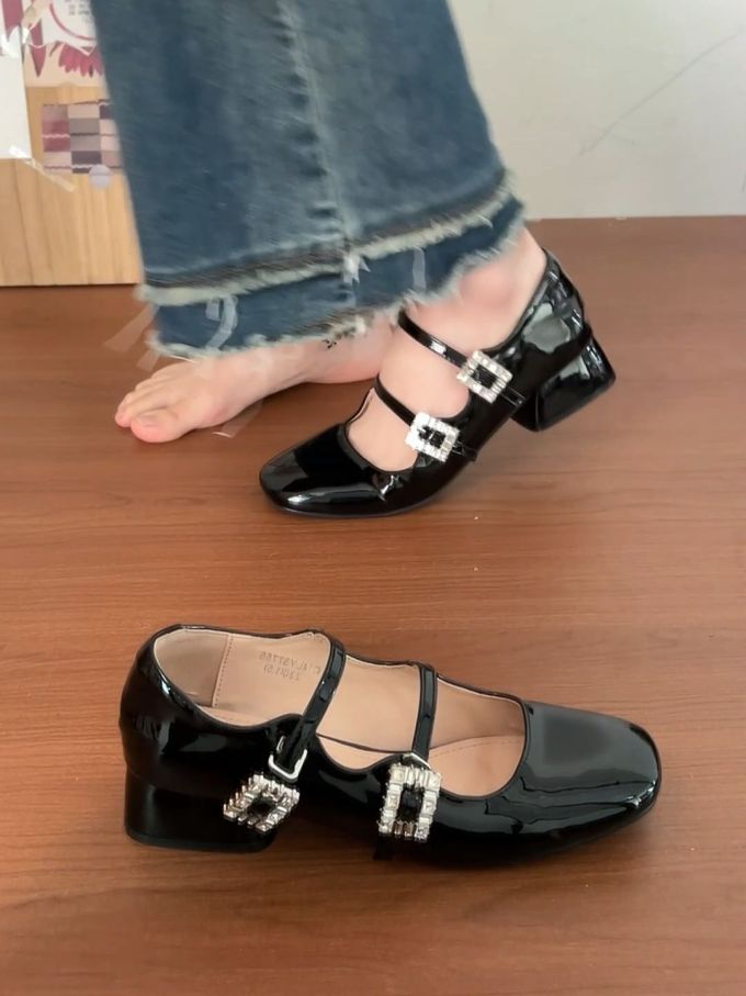 圆头 袢扣 中口鞋 皮革 
