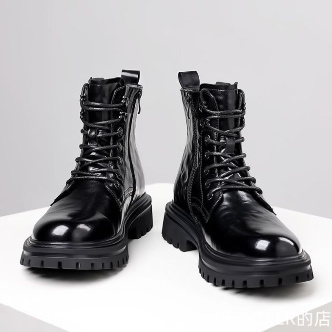 圆头 拉链 系带 皮革 