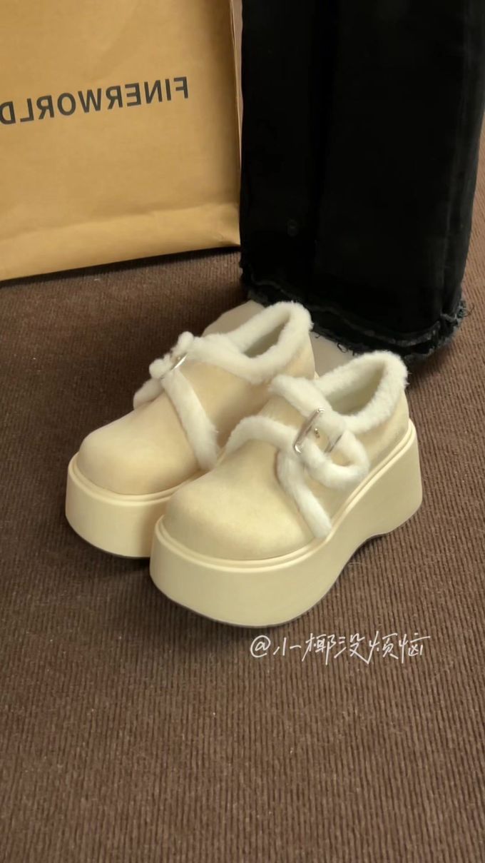 厚底 圆头 皮革 