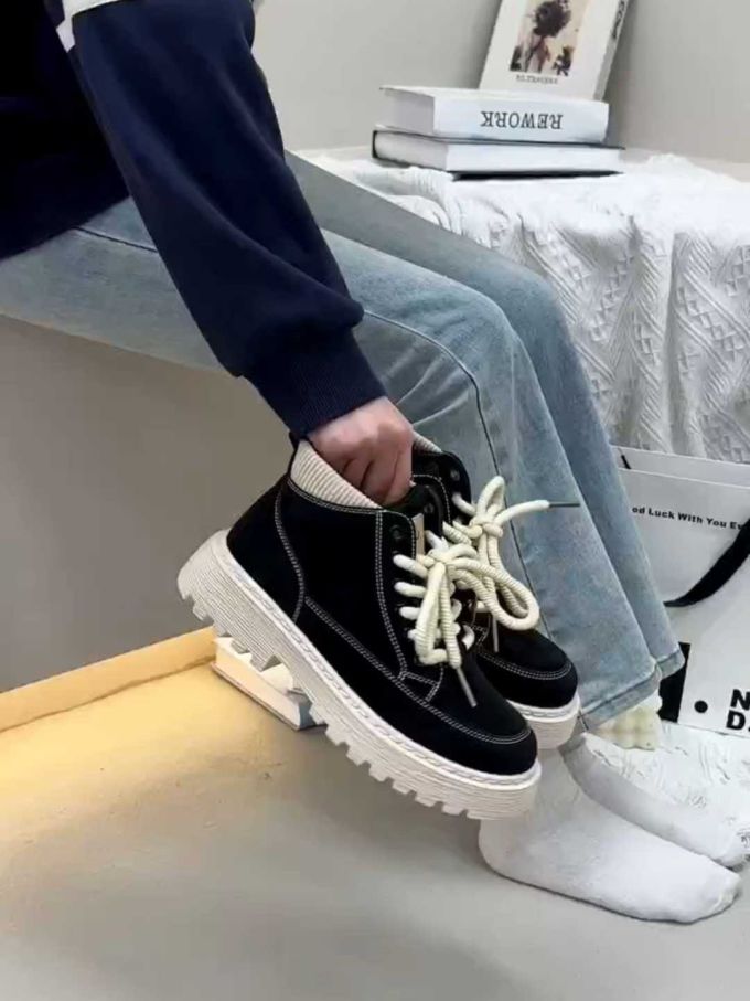 中帮 系带 皮革 