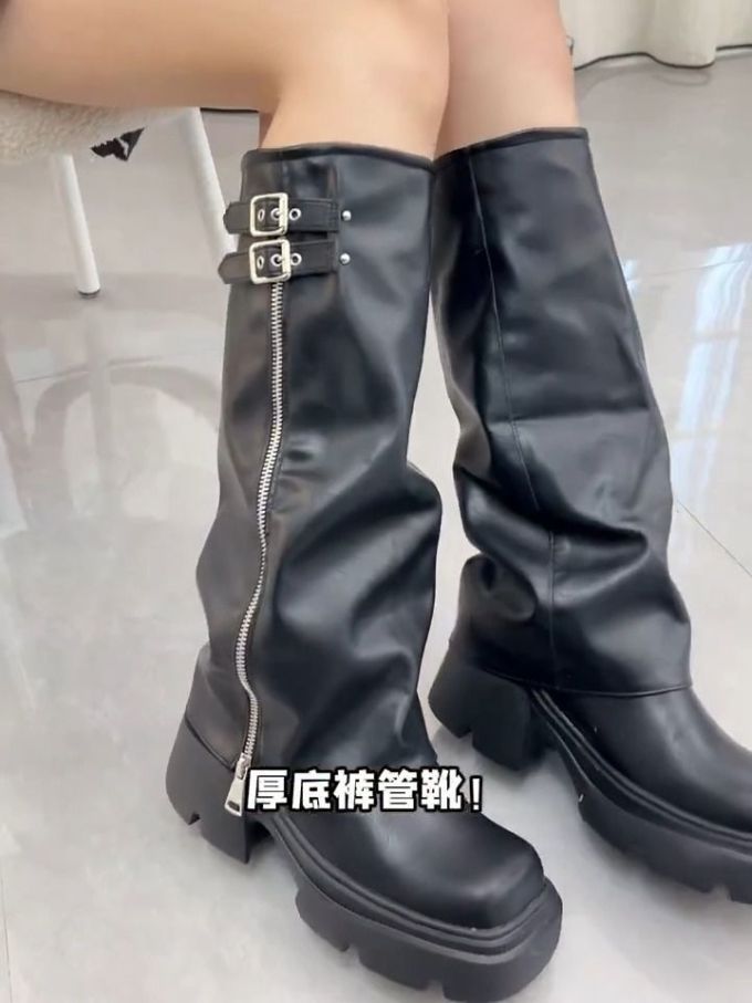 圆头 拉链 皮革 