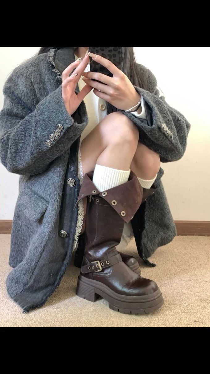 呢绒 H型 基础袖 酱黑色 基础扣饰 