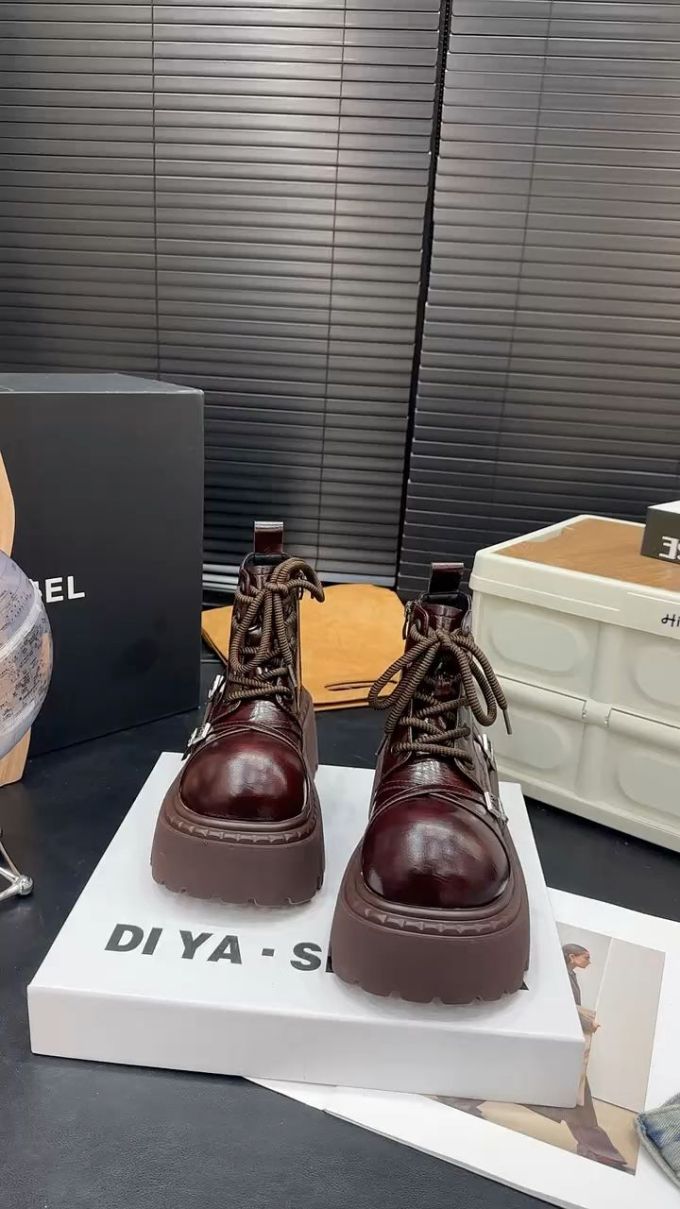 圆头 系带 皮革 