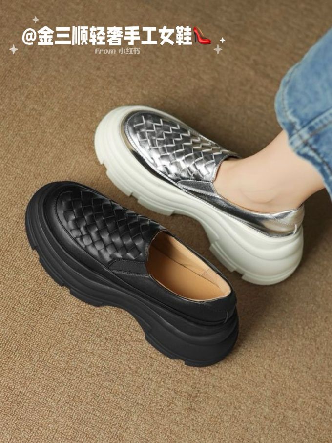 圆头 低帮 深口鞋 皮革 