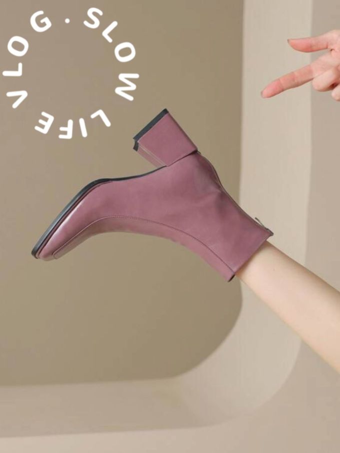 中跟 粗跟 皮革 