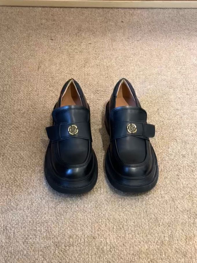 圆头 低帮 一脚蹬 深口鞋 皮革 