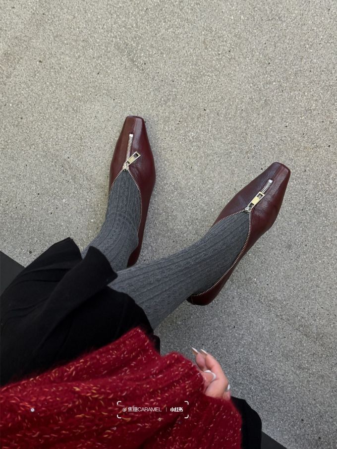 尖头 浅口鞋 皮革 