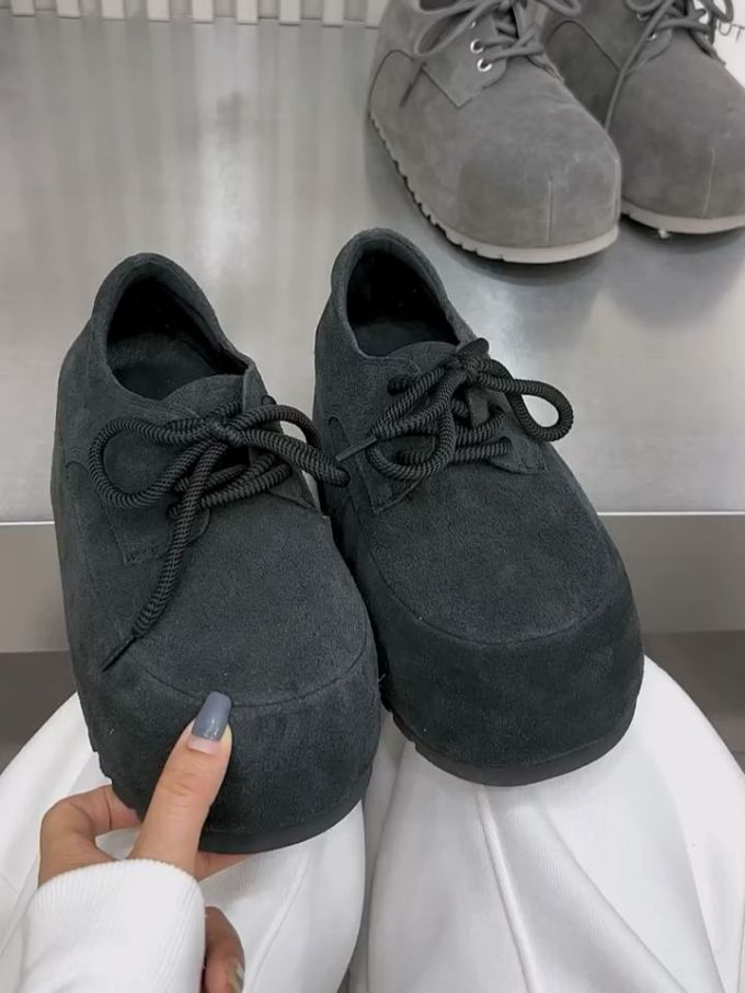 低帮 弹力绳 系带 皮革 