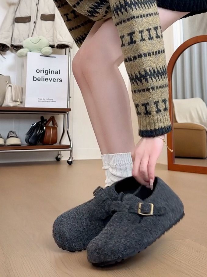 低帮 一脚蹬 绒毛/绒面 