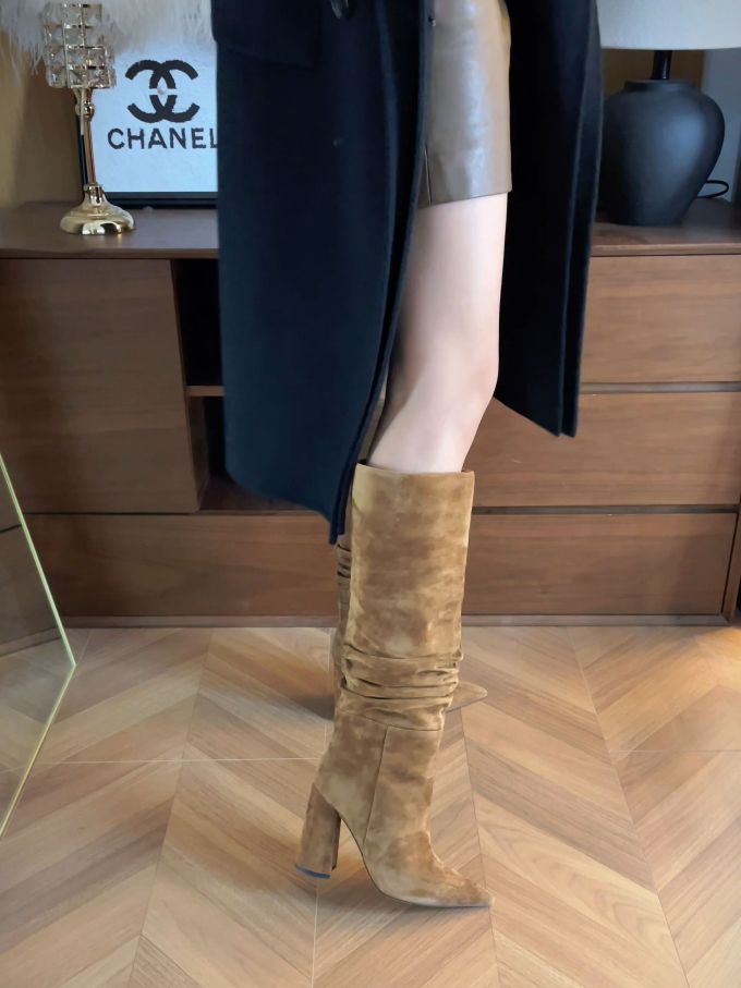 高跟 粗跟 尖头 皮革 