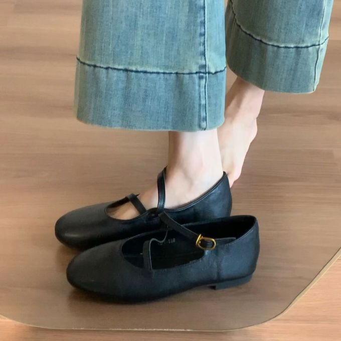 圆头 中口鞋 皮革 