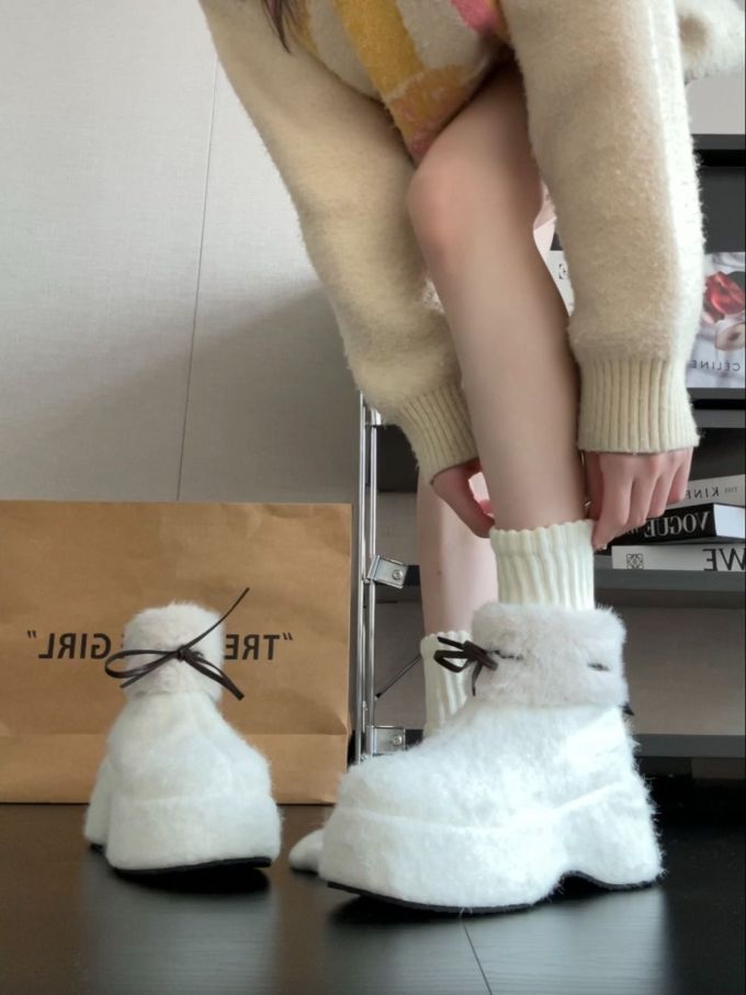 圆头 一脚蹬 绒毛/绒面 