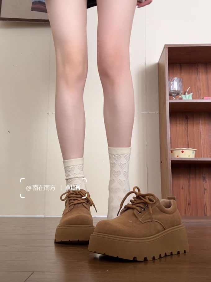 厚底 圆头 系带 皮革