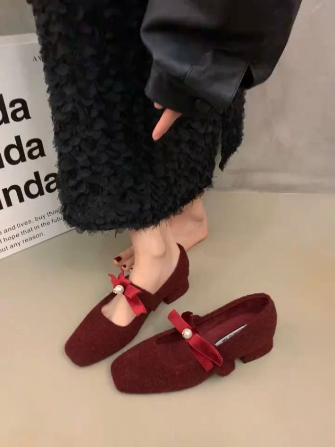 方头 中口鞋 皮革