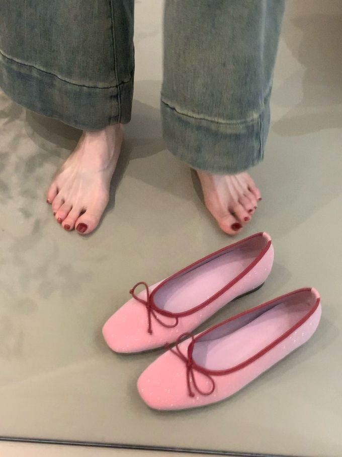 方头 系带 浅口鞋 皮革