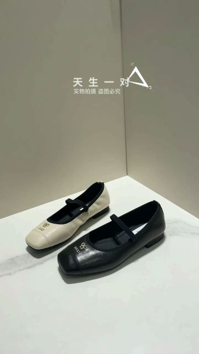 方头 中口鞋 皮革 