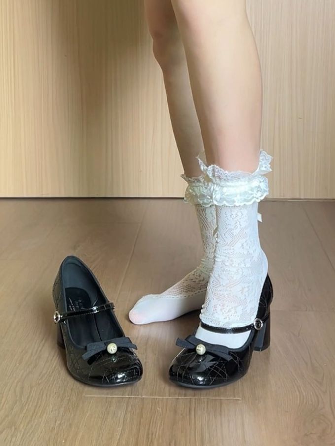 圆头 中口鞋 蕾丝