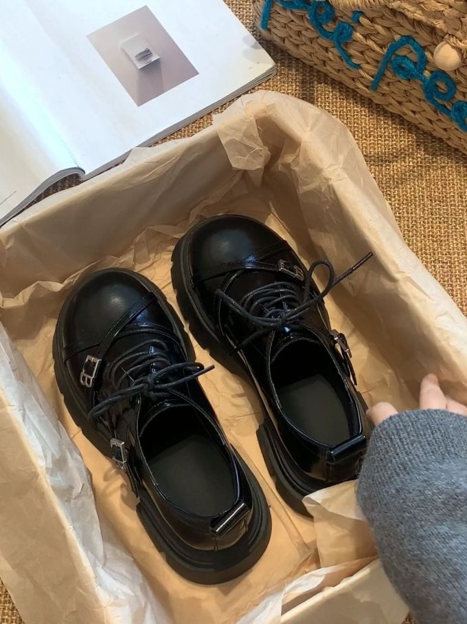 圆头 低帮 系带 皮革 