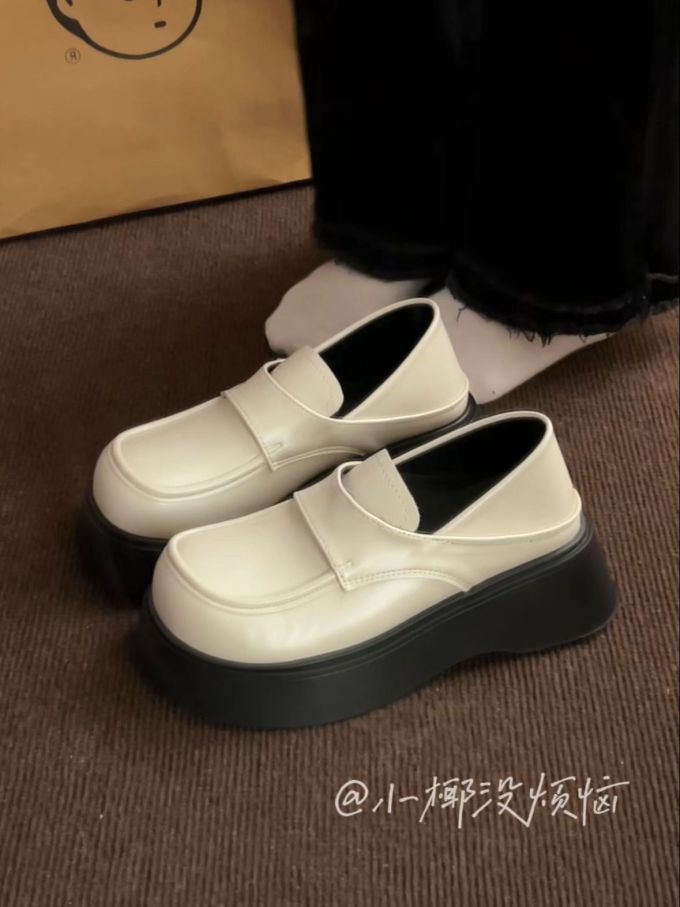 厚底 圆头 低帮 一脚蹬 深口鞋 皮革