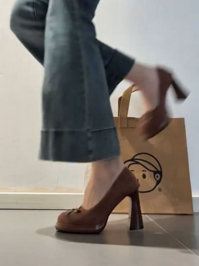 高跟 粗跟 低帮 一脚蹬 浅口鞋 皮革